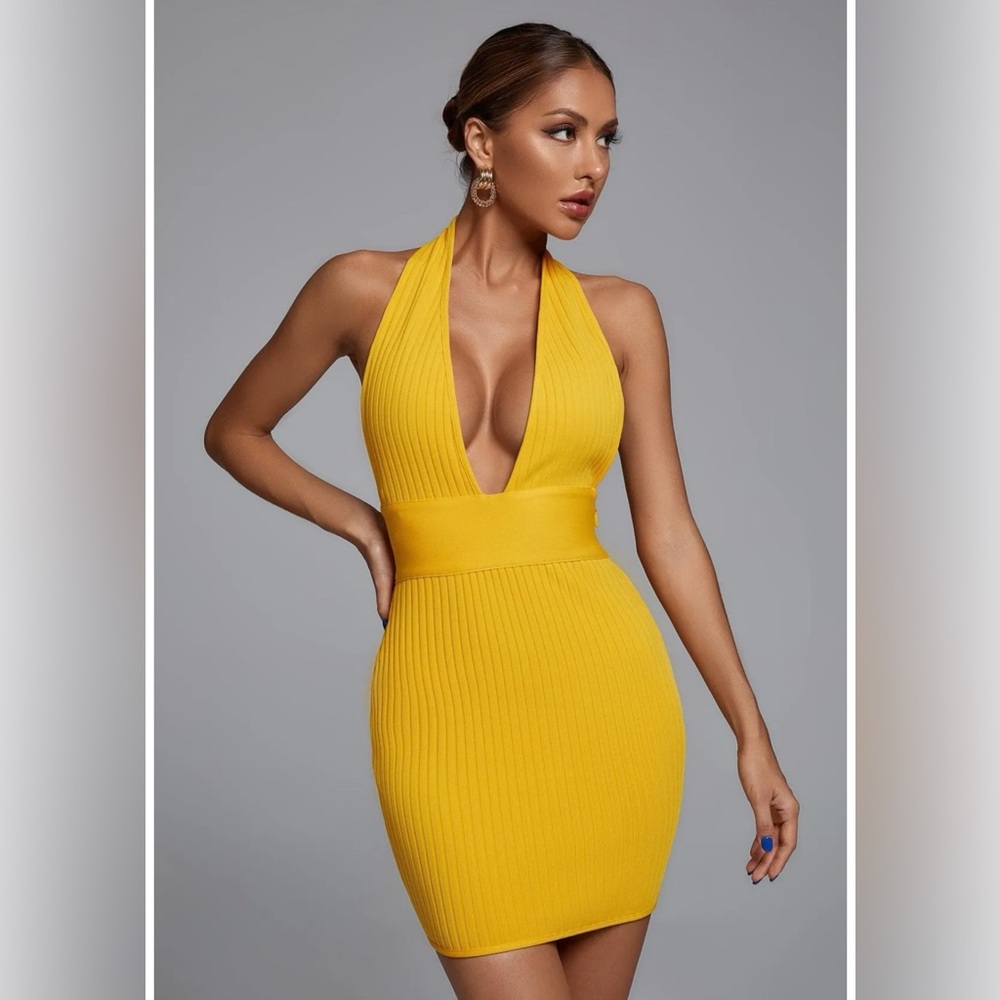 Bella Barnett halter bandage mini dress